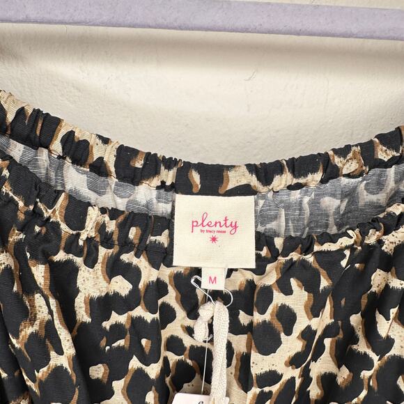 Plenty Tracy Reese Anthropologie Peasant Linen Blend Leopard Cheetah Romper Med - Picture 15 of 15